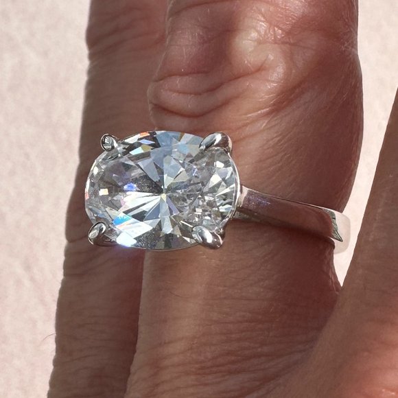 5 Carat Cubic Zirconia Oval Solitaire Engagement Ring - Picture 8 of 17